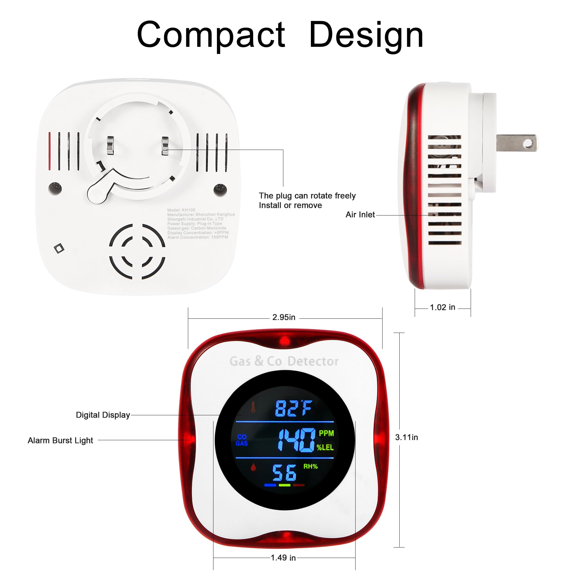 Combinatie van gas- en koolmon - Co Detector Plug recensie en prijs