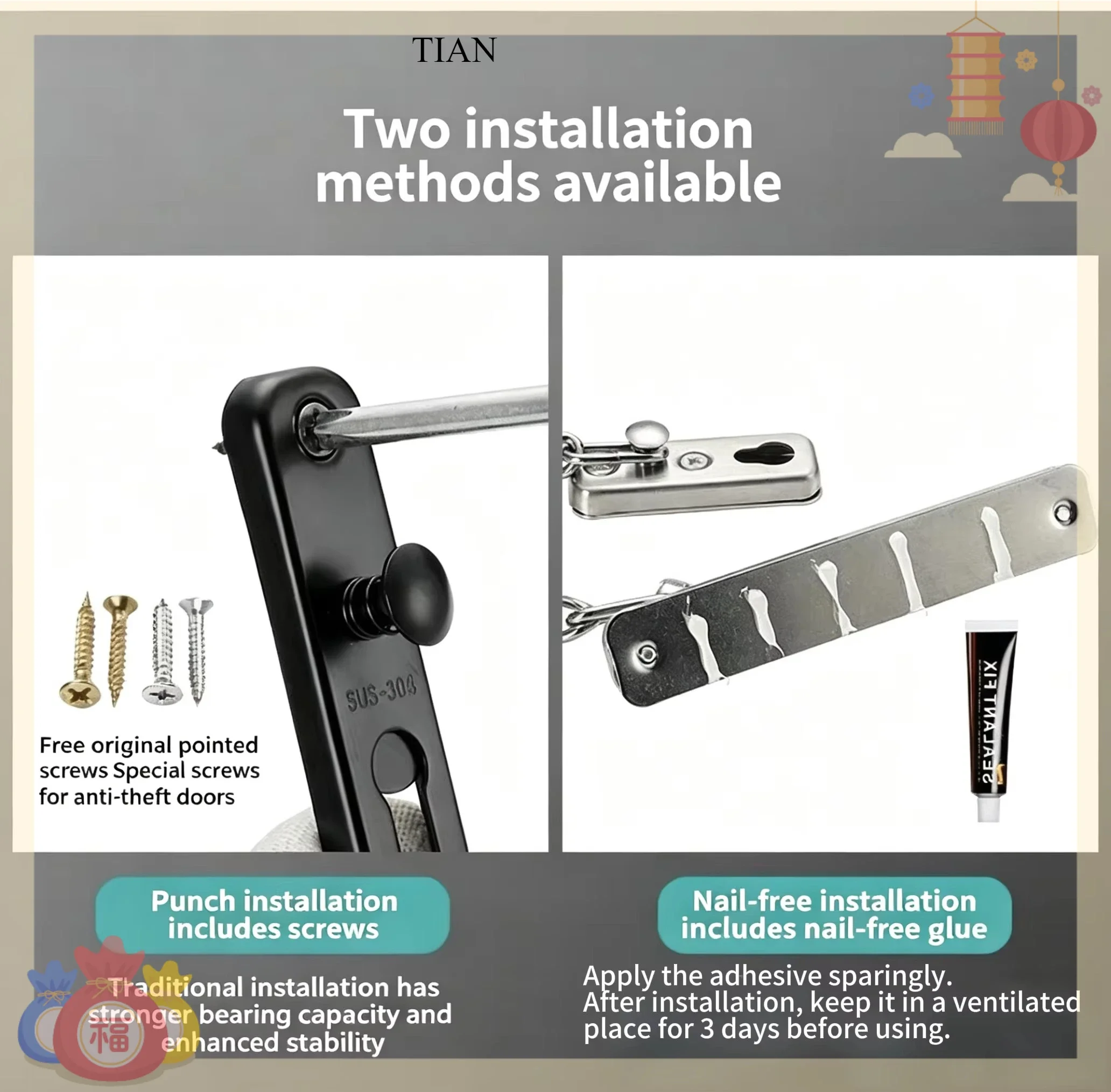 TIAN Kettingdeurvergrendeling, - Security Chain Door recensie en prijs