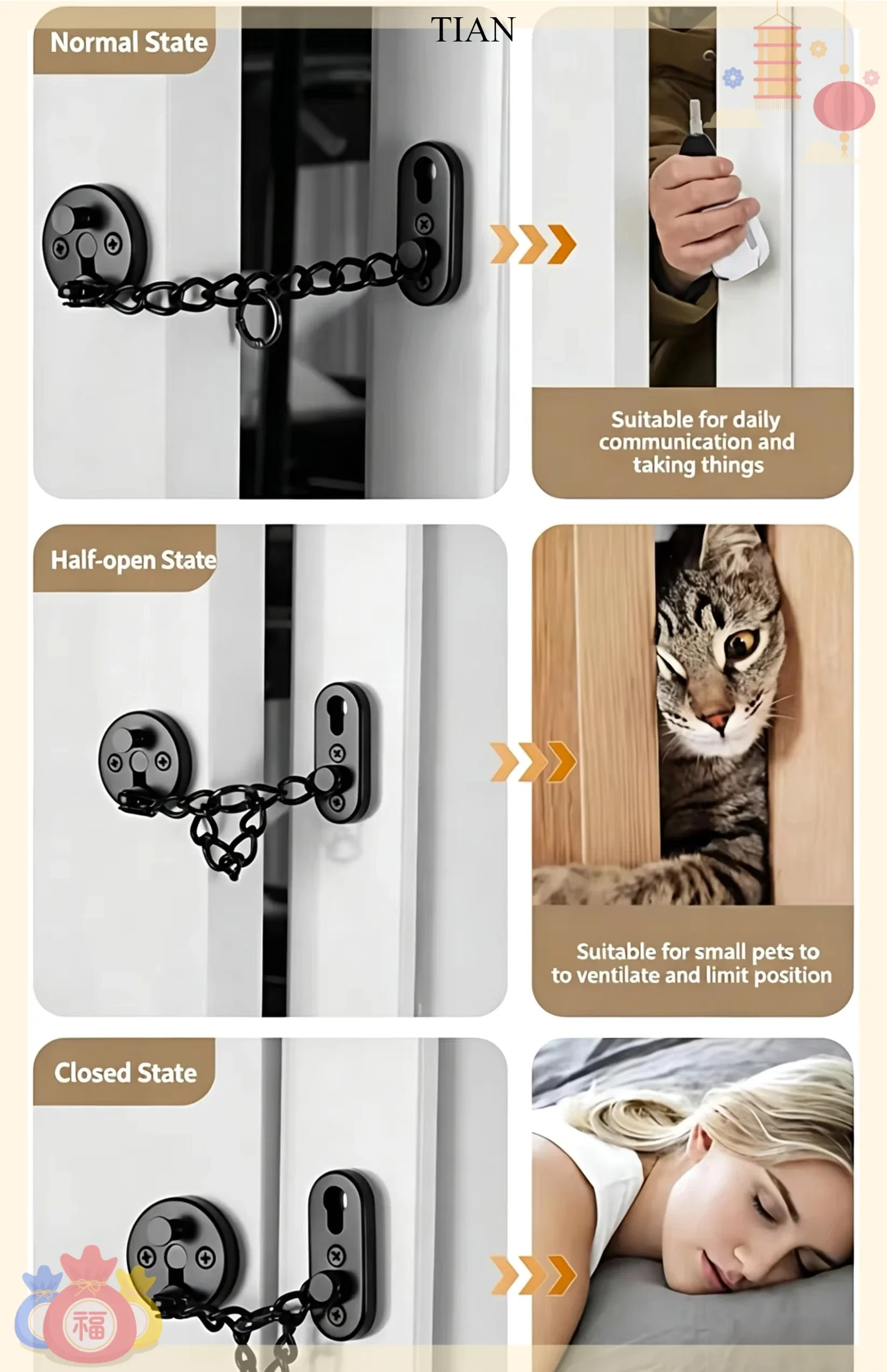 TIAN Kettingdeurvergrendeling, - Security Chain Door recensie en prijs